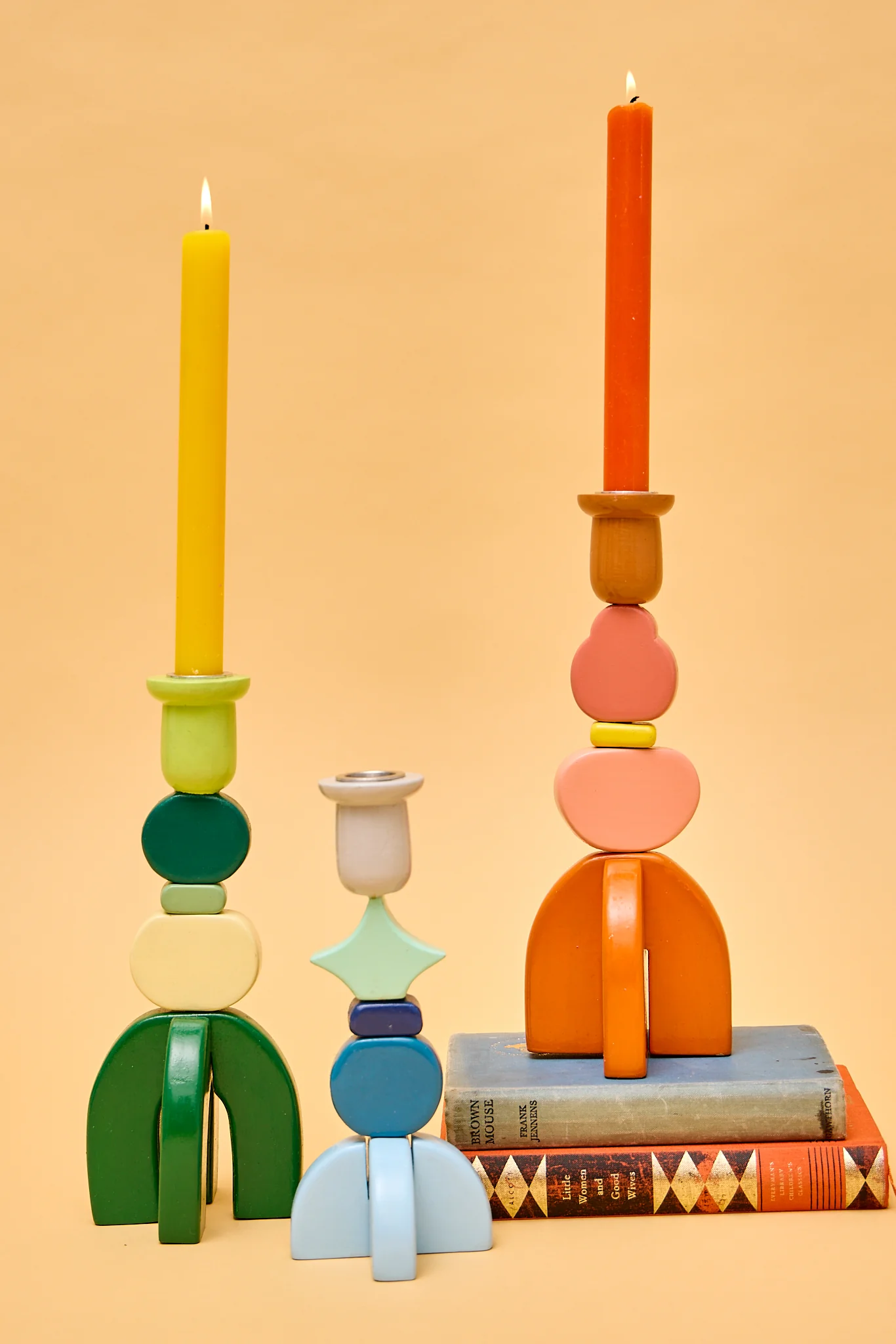 Colourblock Stackable Candlesticks - Green - Image 2